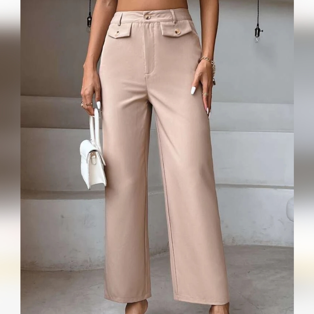 Fake Pocket Wide Leg Pants